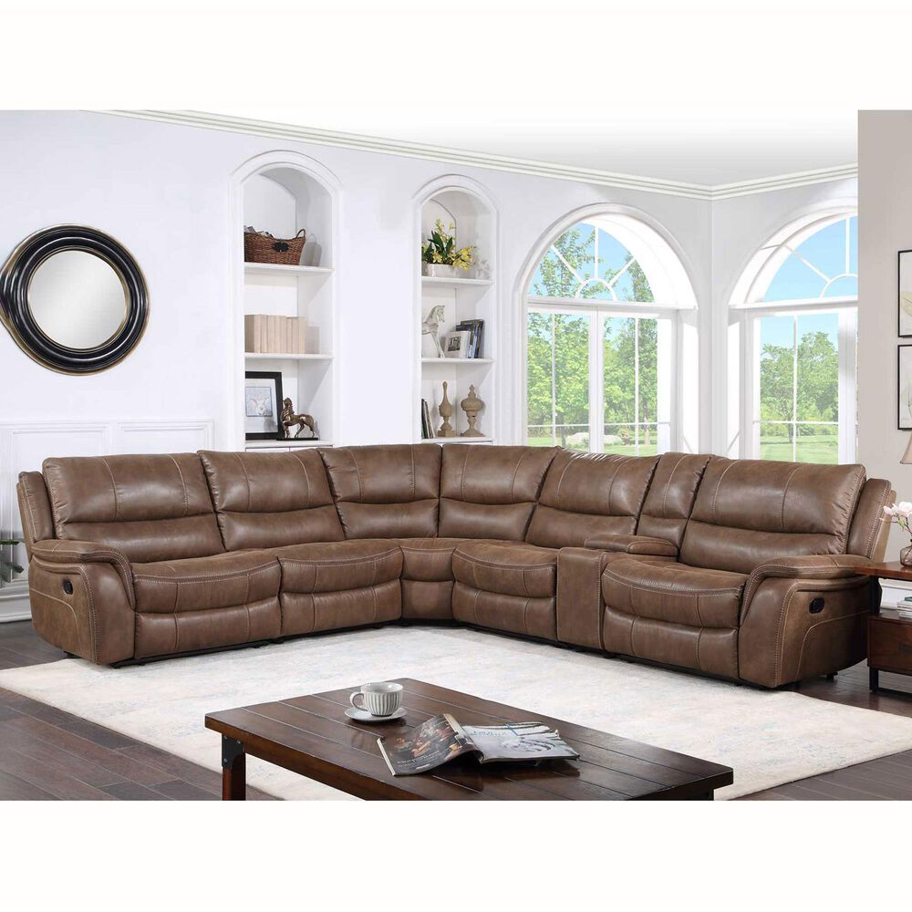 Steve Silver Lehi 6-Piece Manual Reclining Sectional in Brindle, , large