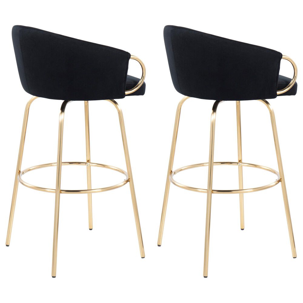 Lumisource Claire Barstool with Black Cushion in Gold &#40;Set of 2&#41;, , large