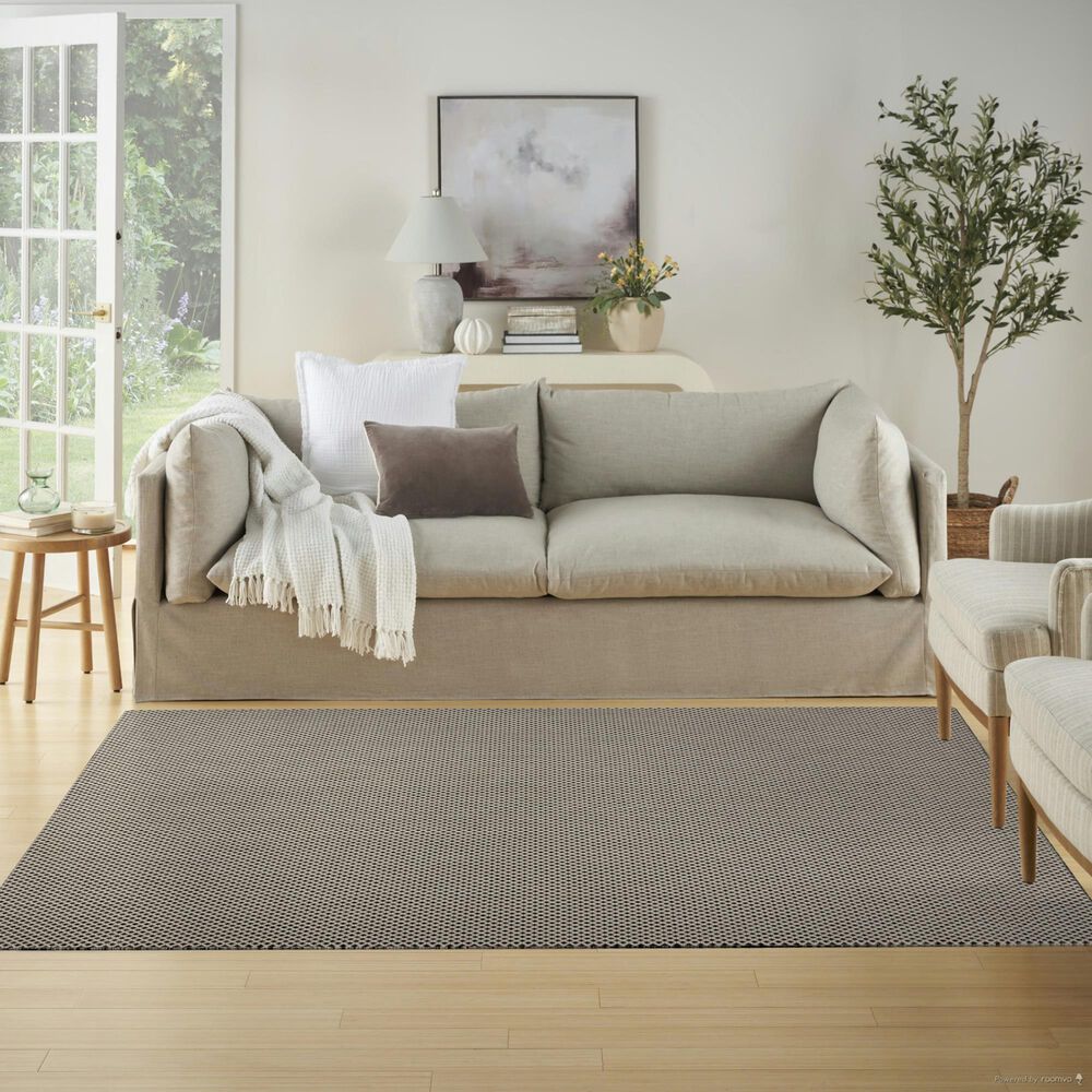 Nourison Courtyard Ivory and Charcoal 5&#39; x 7&#39; Indoor/Outdoor Area Rug, , large