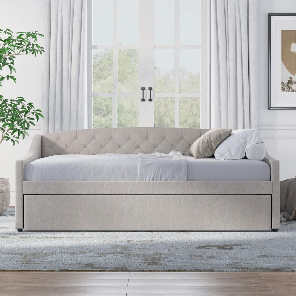 The Monday Company Zoey Upholstered Daybed with Trundle in Beige, , large