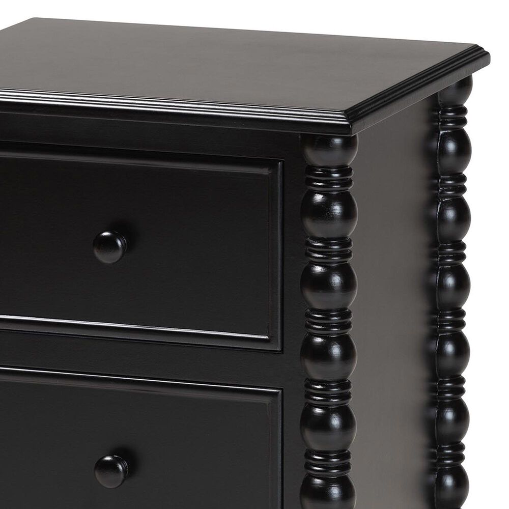 Baxton Studio Malinda 2-Drawer End Table with Spindle Legs in Black, , large