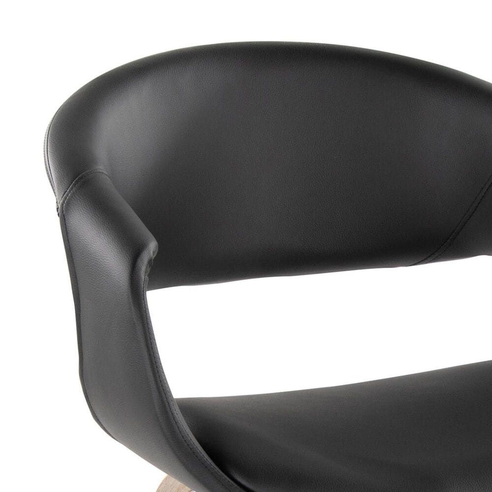 LumiSource Curvo Contemporary Upholstered Chair in Whitewashed Wood and Black Faux Leather by LumiSource - Set of 2, , large