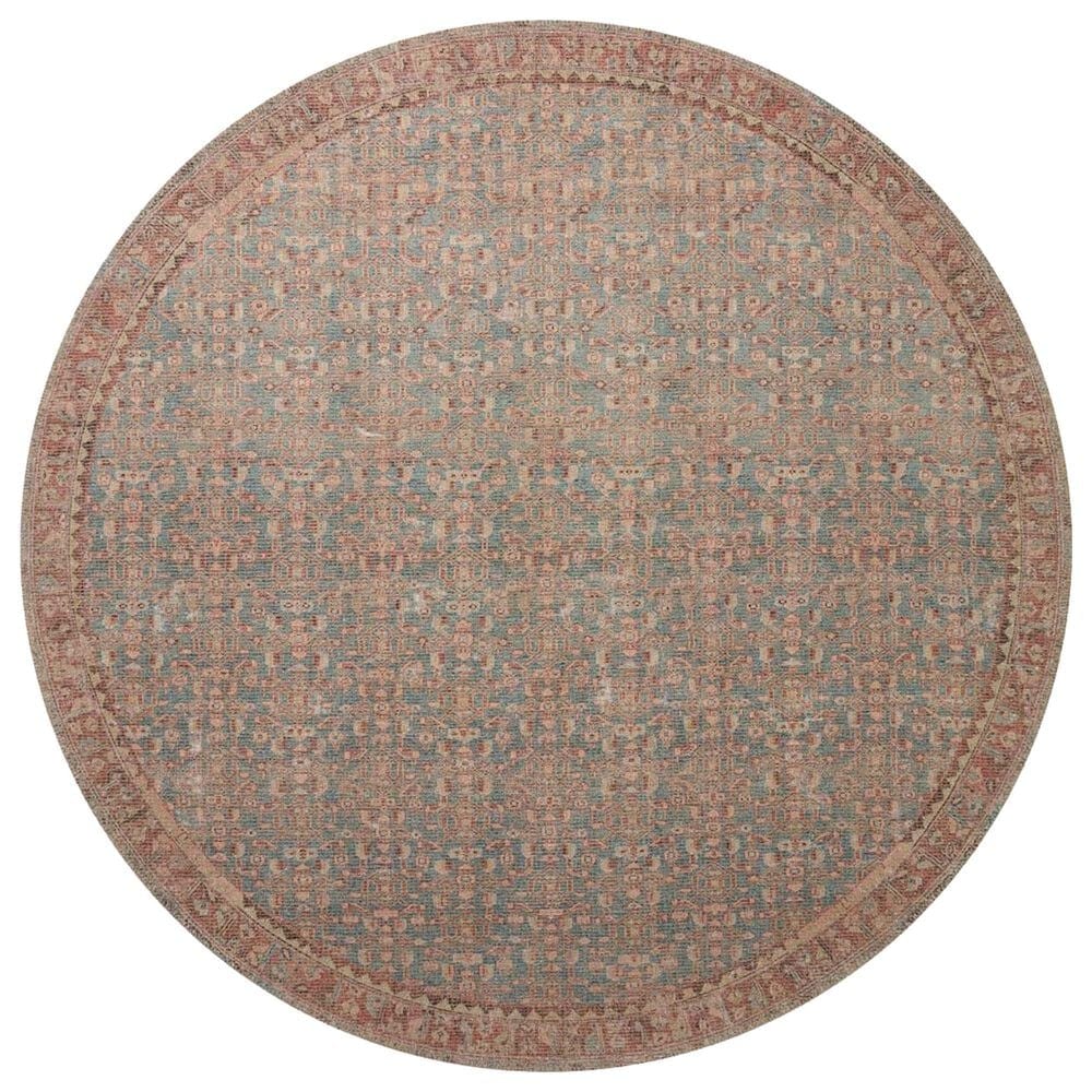 Angela Rose Aubrey 5" Round Blue and Terracotta Area Rug, , large