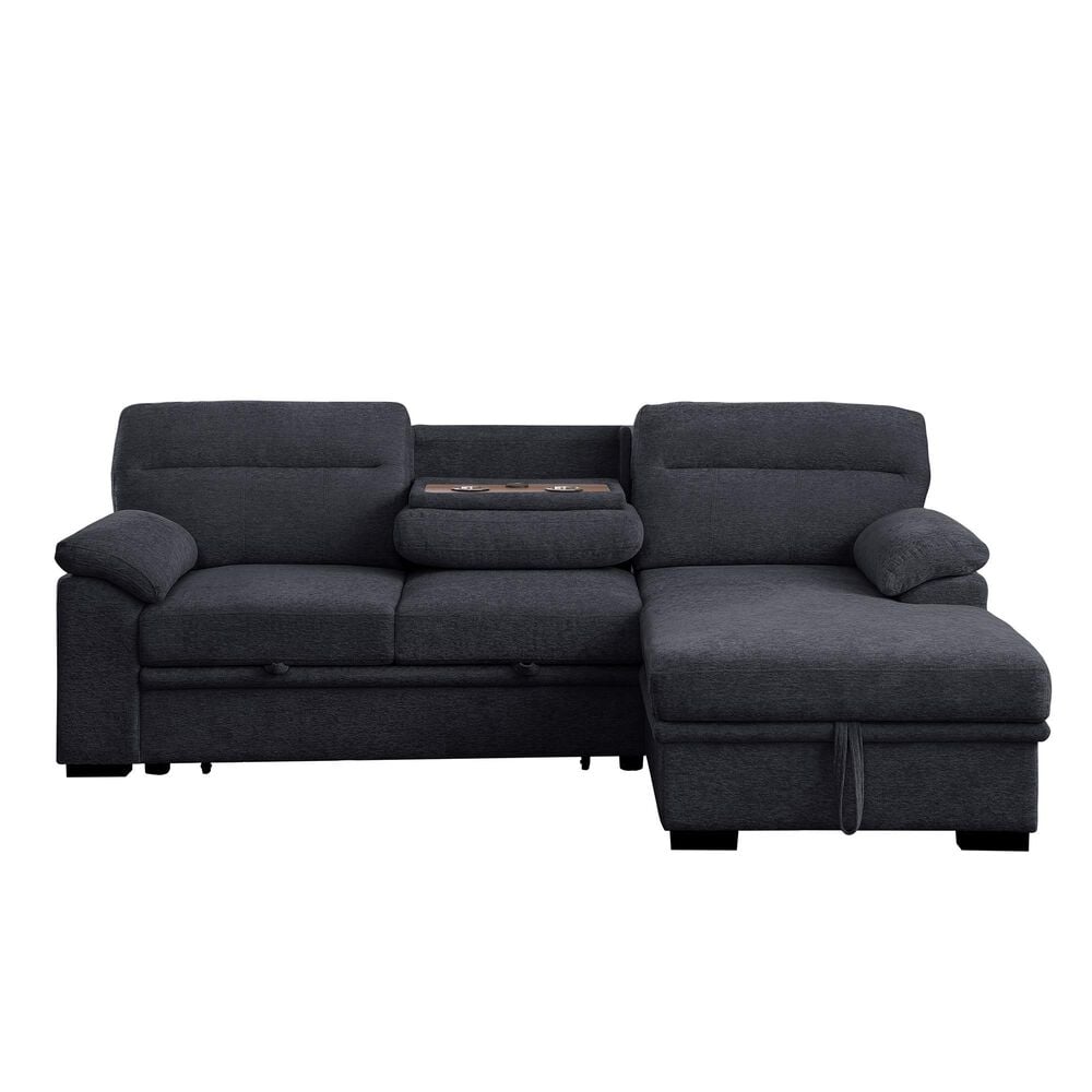 Lilola Home Kipling II 92.5&quot; Stationary Sleeper Sofa in Dark Gray, , large