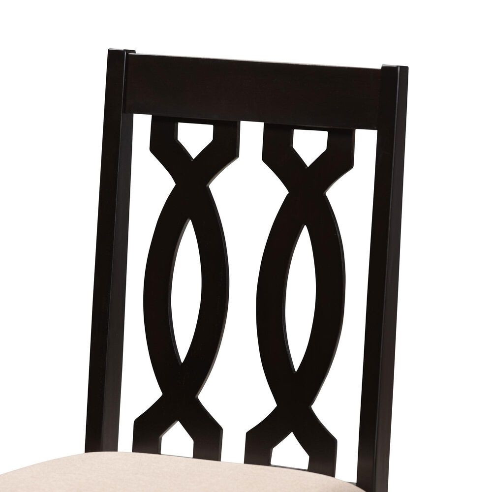 Baxton Studio Cherese Side Chair with Sand Cushion in Espresso Brown (Set of 4), , large
