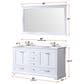 Lexora Home Dukes 60" Double Bathroom Vanity in Navy Blue with 2 cm White Cultured Marble Top and Rectangular Sinks, , large