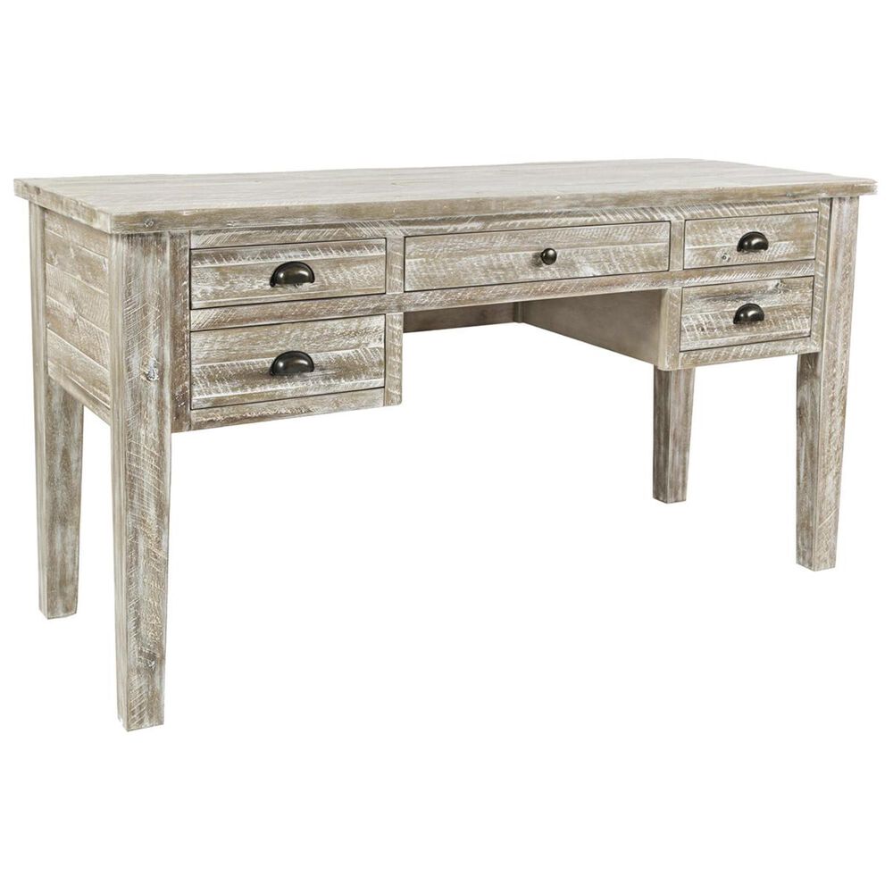 Waltham Artisans Craft 5-Drawer Desk in Washed Grey, , large