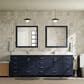 Lexora Home Jacques 84" Double Bathroom Vanity in Navy Blue with 2 cm White Quartz Top and Rectangular Sinks, , large
