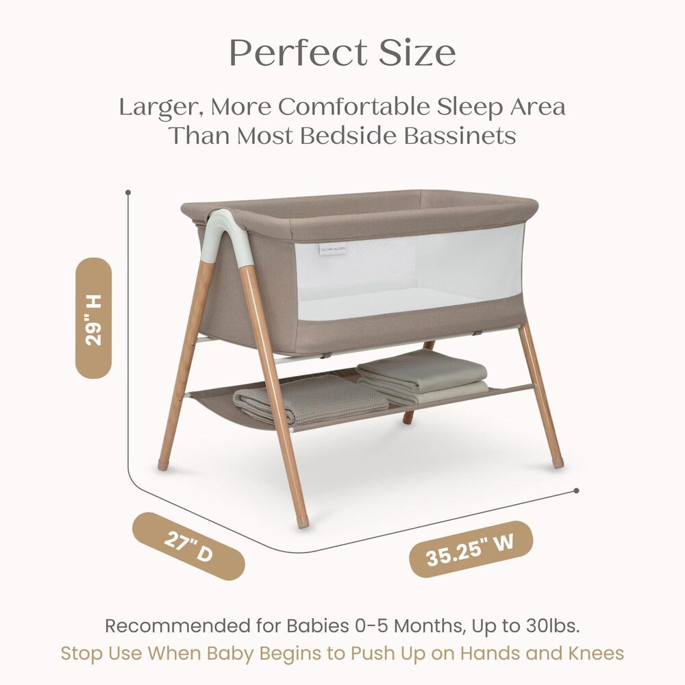 Delta Children Bondi Beechwood Bed Bassinet in Tan Melange, , large