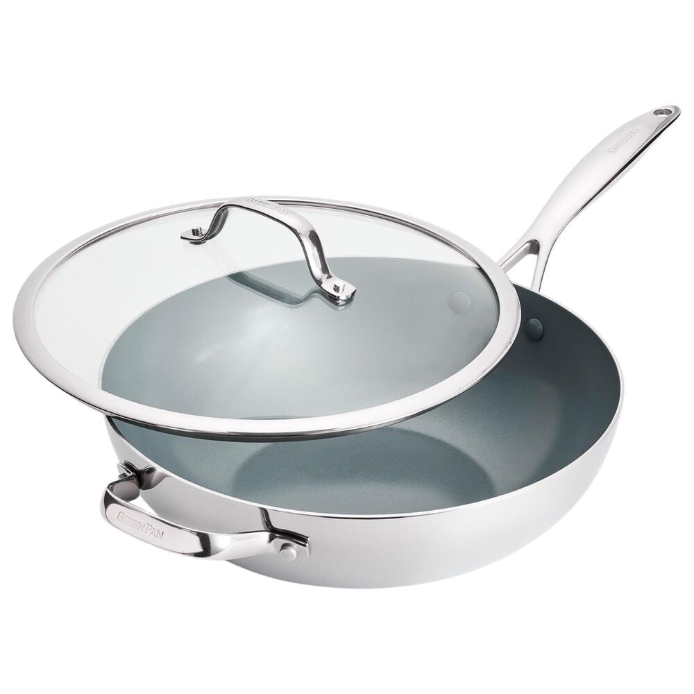 Green Pan Valencia Pro 12" Wok with Lid in Stainless Steel, , large