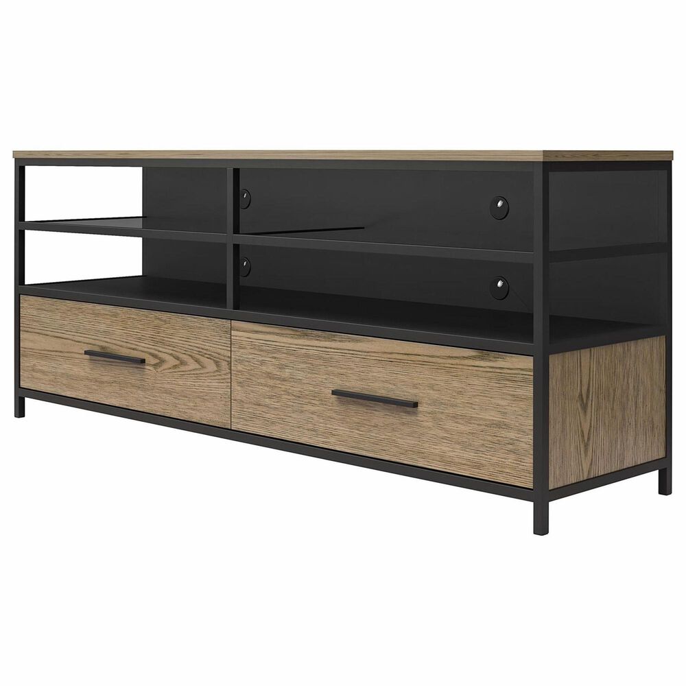 DHP Structure 60&quot; TV Stand in Sterling Oak, Matte Black and Smoked Black, , large