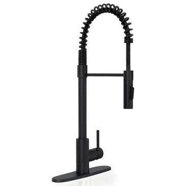 MS International AcquaLuxe Spring Coil Pull-Down Sprayer Kitchen Sink Faucet with Deckplate in Matte Black, , large