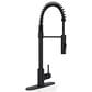 MS International AcquaLuxe Curved Pull-Down Sprayer Kitchen Sink Faucet with Deckplate in Matte Black, , large