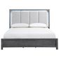 New Heritage Design Odessa Queen Upholstered Bed with Two Nightstands in Charcoal and Silver, , large