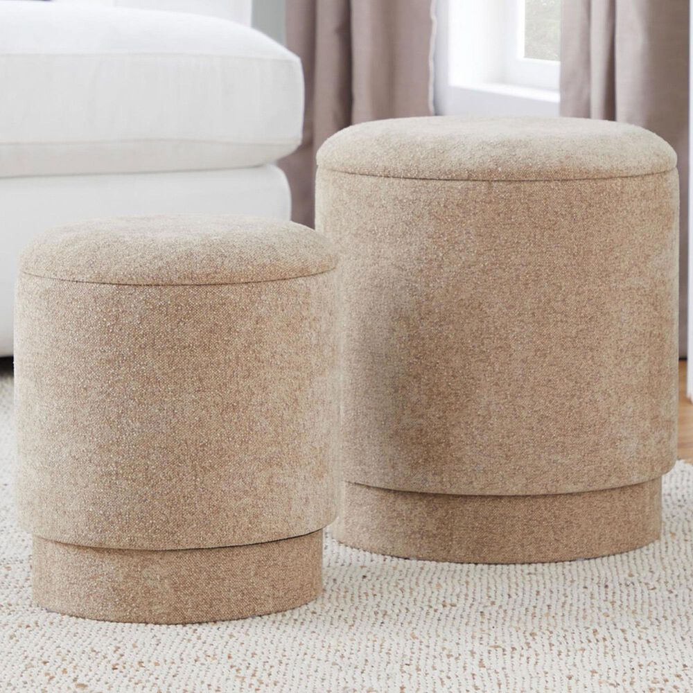 Lumisource Marla 2-Piece Upholstered Ottoman Set in Brown, , large