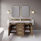 James Martin Brittany 60" Double Bathroom Vanity in Pecan with 3 cm White Zeus Silestone Top and Rectangular Sinks, , large