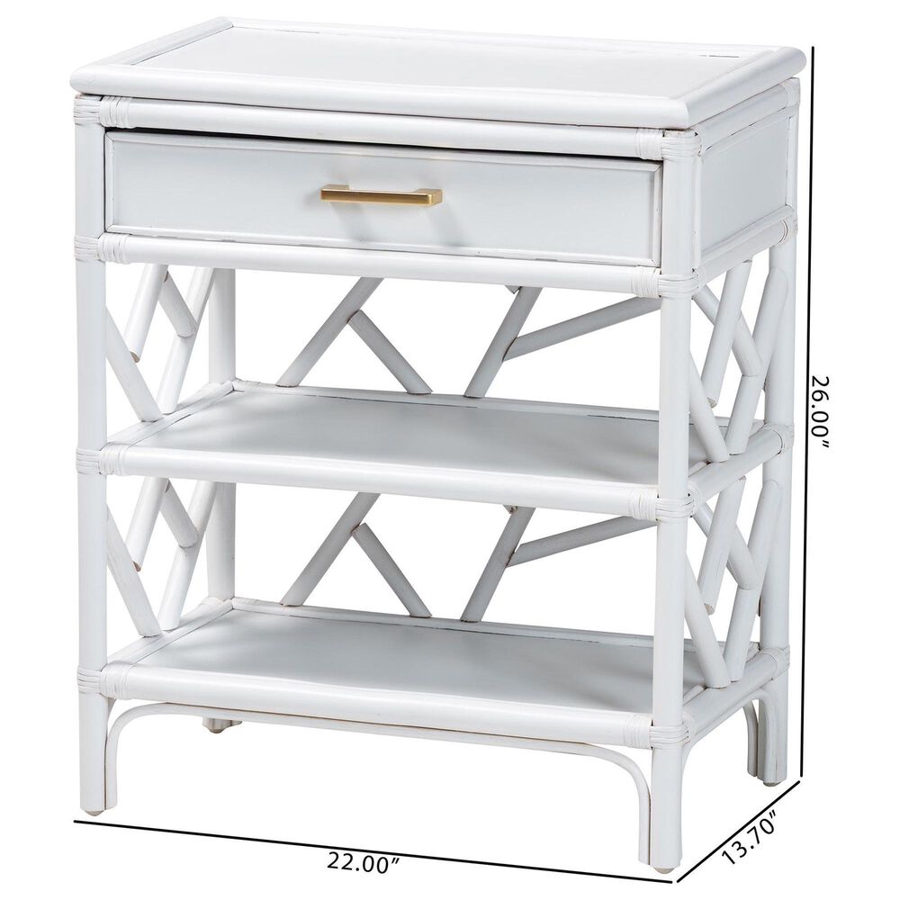 Baxton Studio Daina 1-Drawer Nightstand in White, , large