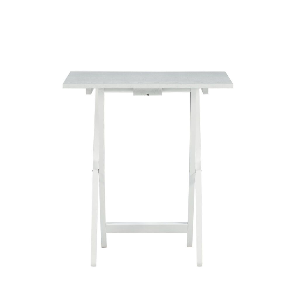 Linden Boulevard Taneli Tray Table Set with Stand in White &#40;Set of 4&#41;, , large