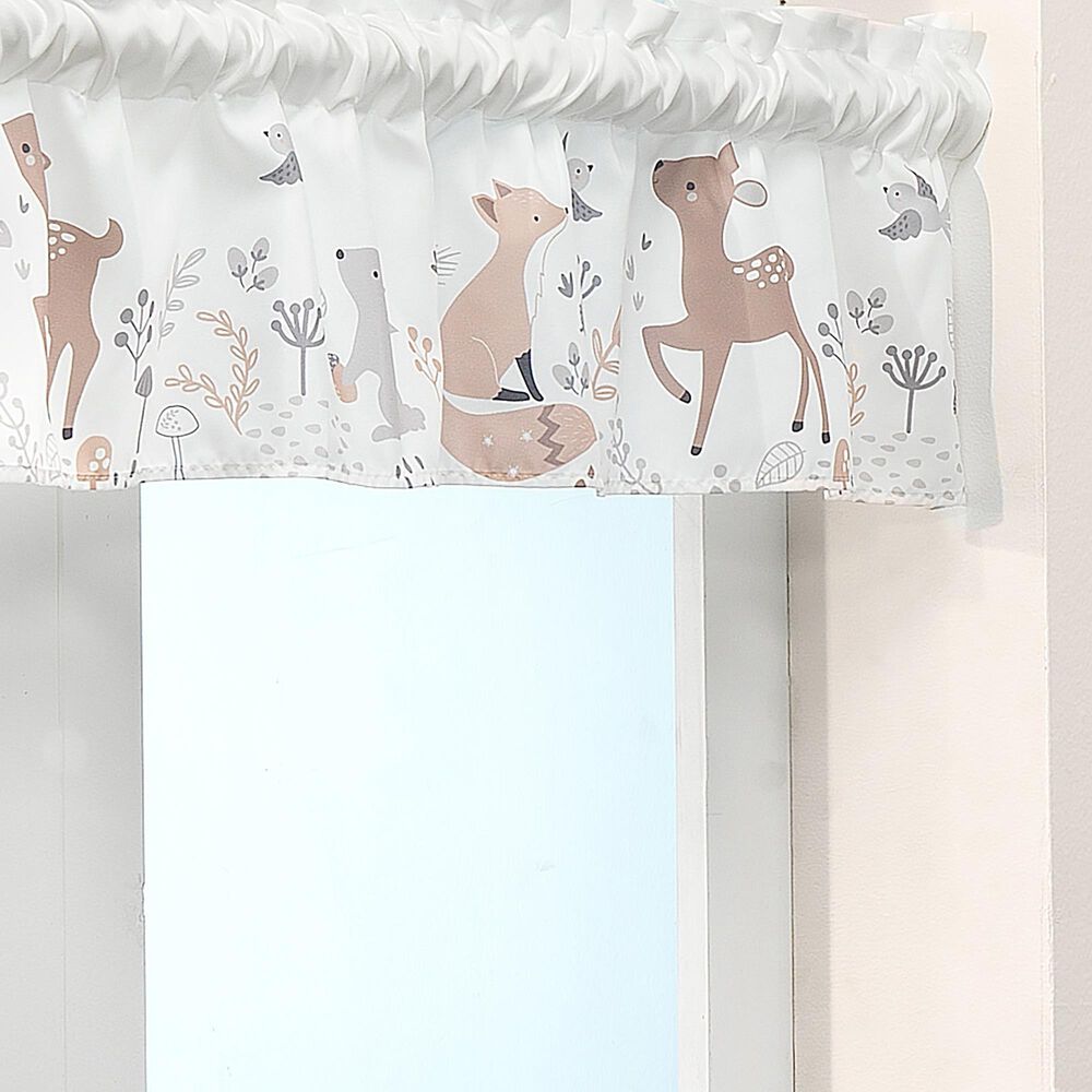 Lambs and Ivy Deer Park Window Valance in Brown, White and Grey, , large