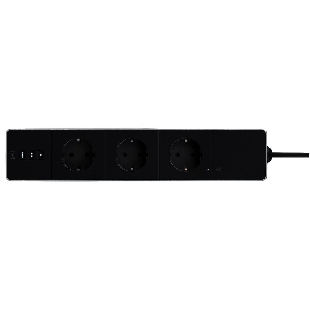 Eve Energy Strip Connected Triple Outlet in Black and Silver Shop NFM
