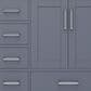 Lexora Home Jacques 36" Right Offset Single Bathroom Vanity in Dark Grey with 2 cm White Carrara Marble Top and Rectangular Sink, , large