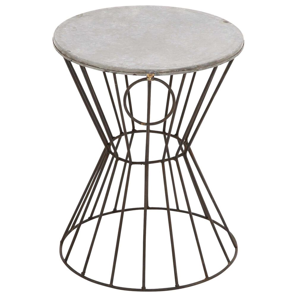 Uma Enterprises Drum Accent Table in Black and Gray, , large