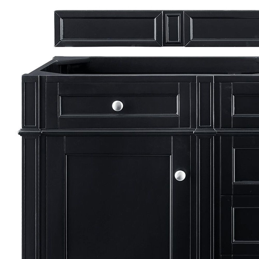 James Martin Vanities Brittany 60&quot; Double Bathroom Vanity in Black Onyx with 3 cm Carrara White Marble Top, , large