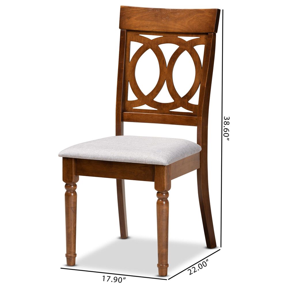 Baxton Studio Lucie Side Chair with Grey Cushion in Walnut Brown (Set of 2), , large