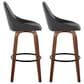 LumiSource Diana 30" Swivel Barstool with Black Faux Leather Upholstery in Walnut and Black (Set of 2), , large