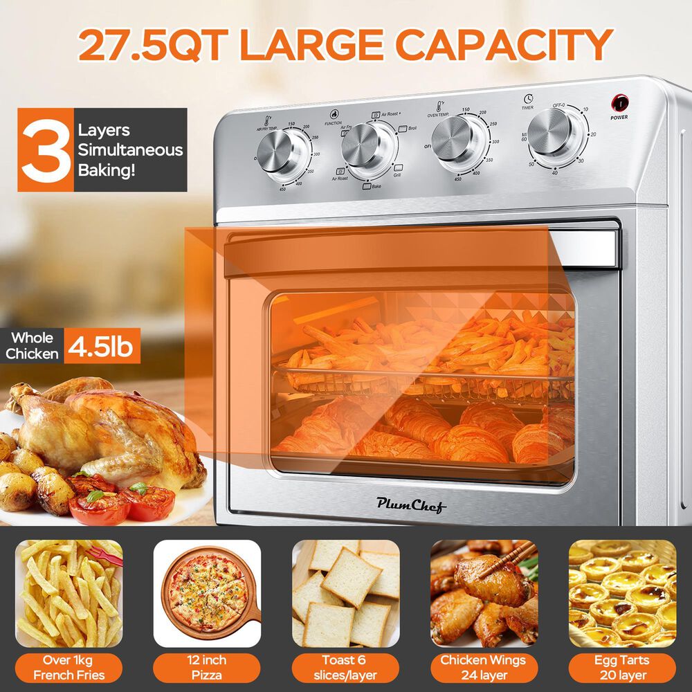 HOMLUX 27.5 Qt Air Fryer Oven in Silver, , large