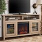 Walker Edison Wasatch 58" Fireplace Glass Wood TV Stand in Driftwood, , large