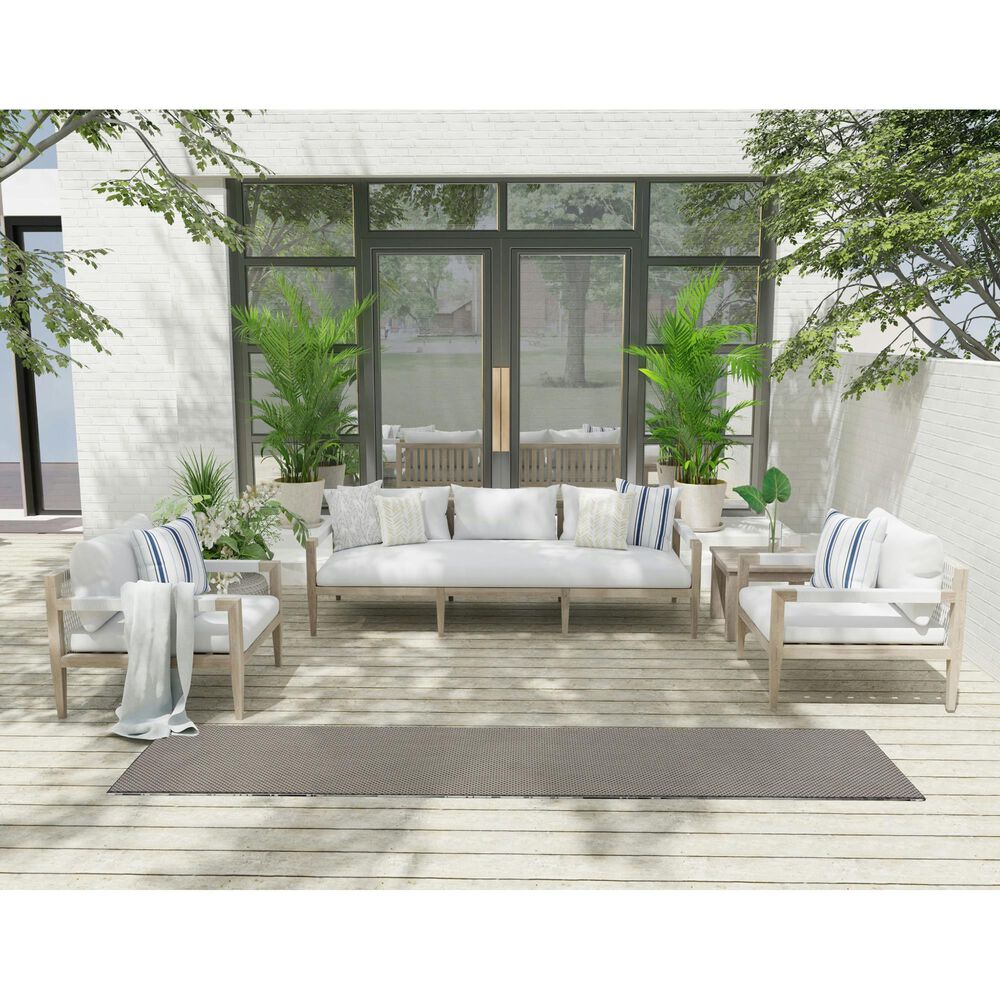 Nourison Courtyard Ivory and Charcoal 2&#39;2&quot; x 8&#39; Indoor/Outdoor Runner, , large