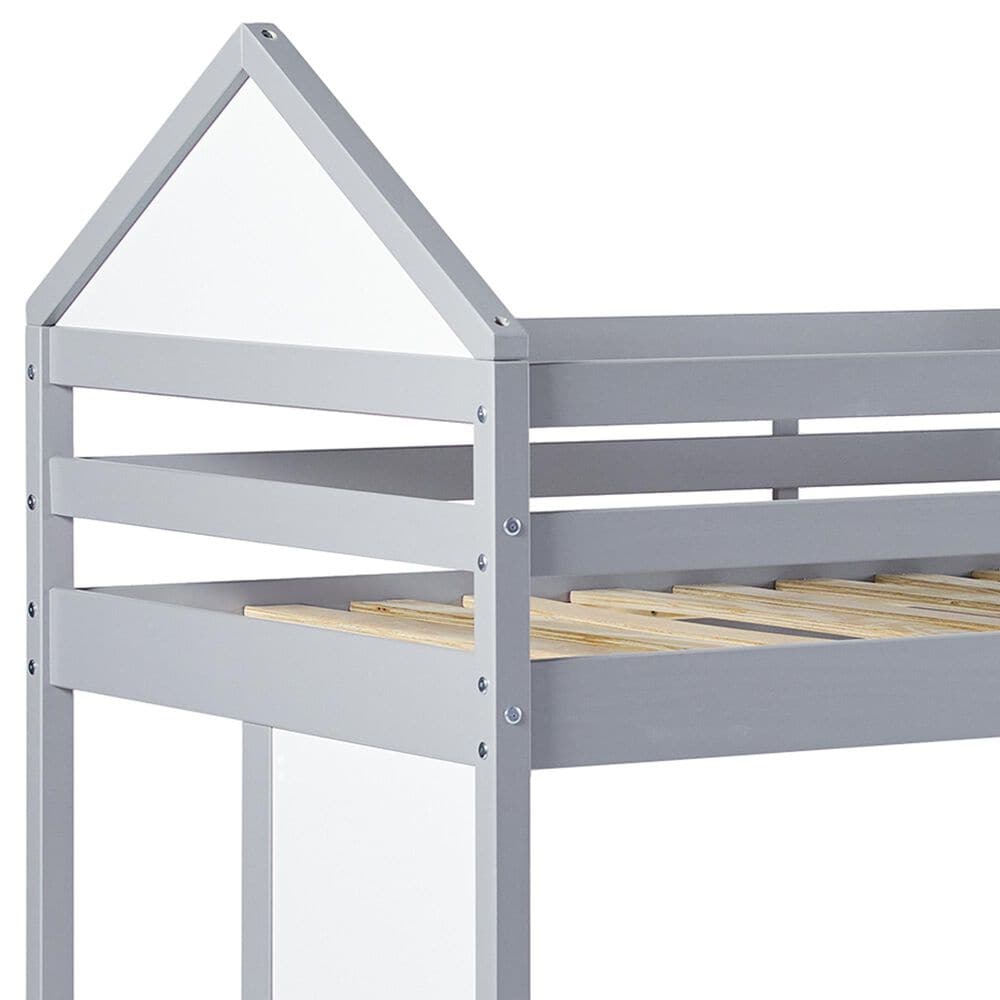 Walker Edison Skyler Twin Low Loft Bunk Bed in Grey, , large