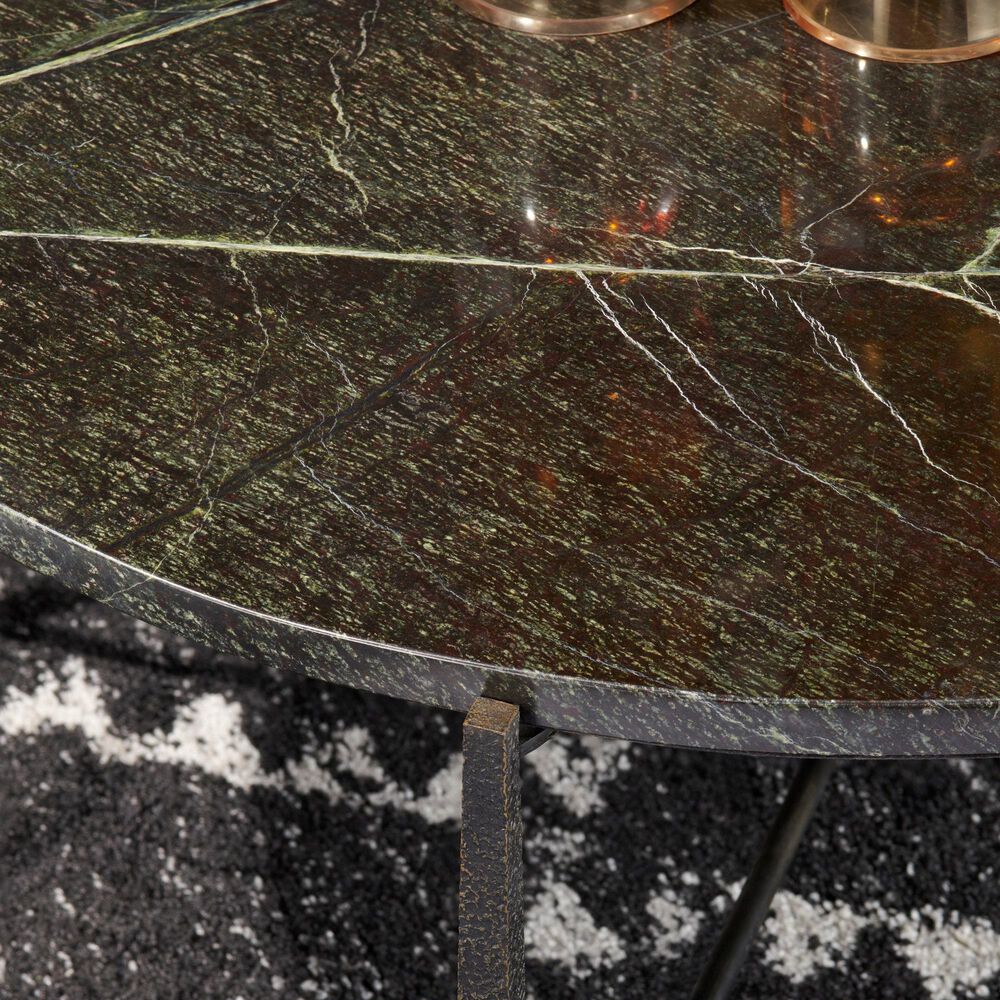 Slatehouse Luma Round Cocktail Table in Black and Dark Green, , large