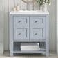 James Martin Vanities Breckenridge 30" Single Bathroom Vanity in Serenity Blue with 3 cm Arctic Fall Solid Surface Top and Rectangular Sink, , large