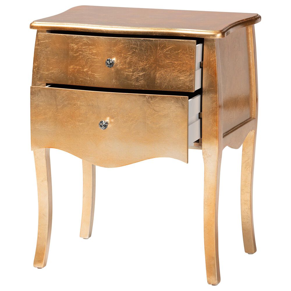 Baxton Studio Patrice 2-Drawer End Table in Gold, , large