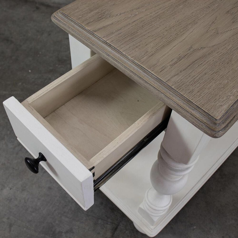 Riverside Furniture Jameson 1-Drawer Side Table in Pale Taupe and Antique Oak, , large