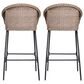 Hearth and Haven Ladd Outdoor Faux Wicker Barstool with Black Metal Frame in Light Brown (Set of 2), , large