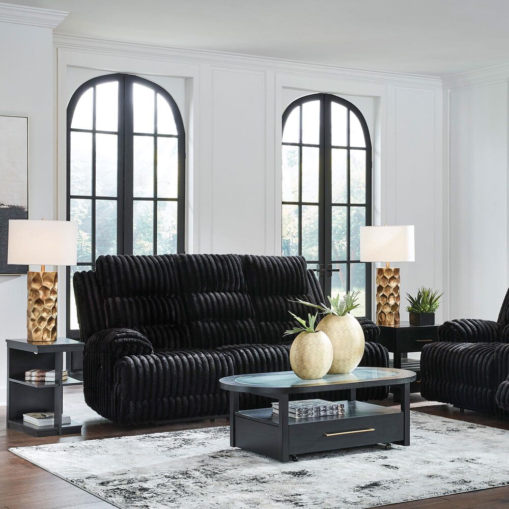 Ashley Rhines Falls Power Reclining Sofa in Onyx, , large