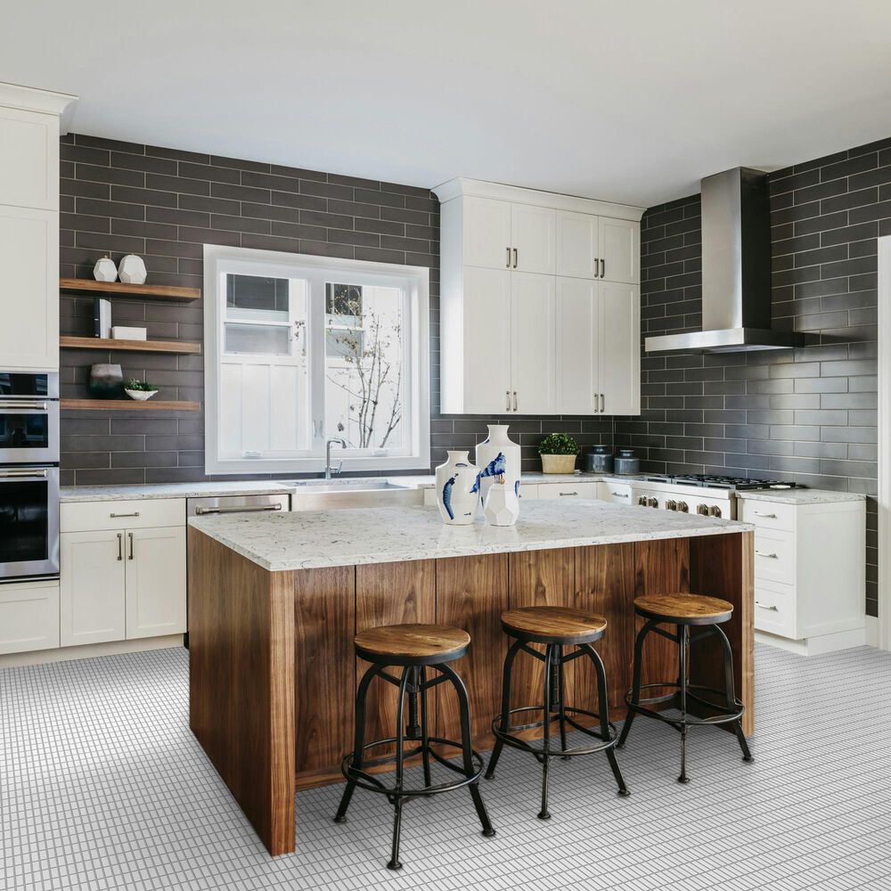 Emser Savvy White 1" x 3" on 11" x 12" Glazed Porcelain Mosaic Sheet, , large