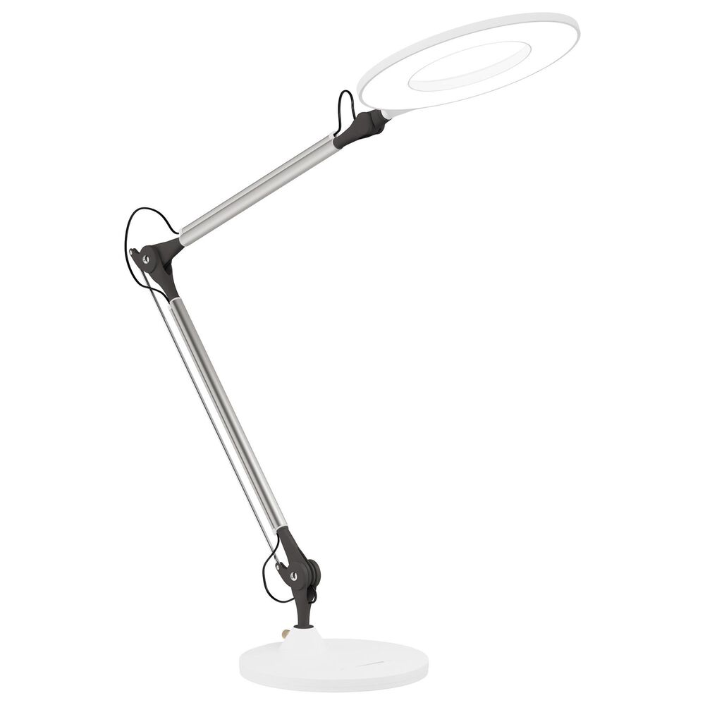 Timberlake Swing Arm Architect Desk Lamp with LED Ring Light in White, , large