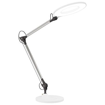 Timberlake Swing Arm Architect Desk Lamp with LED Ring Light in White, , large