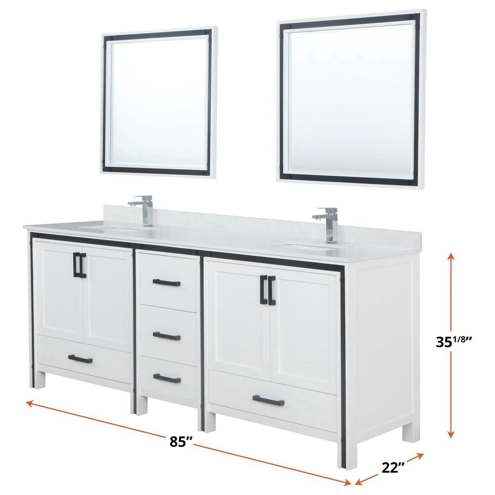 Lexora Home Ziva 84&quot; Double Bathroom Vanity in Rustic Barnwood with 2 cm White Cultured Marble Top and Rectangular Sinks, , large