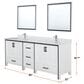 Lexora Home Ziva 84" Double Bathroom Vanity in Rustic Barnwood with 2 cm White Cultured Marble Top and Rectangular Sinks, , large