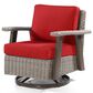 Sunwell Garden Patio Outdoor Swivel Chair with Light Gray Wicker in Red, , large