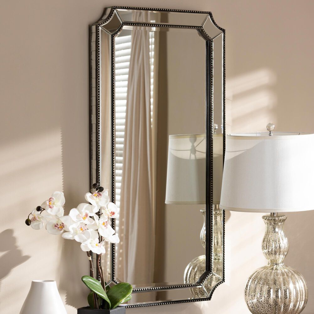 Baxton Studio Romina Accent Wall Mirror in Antique Silver, , large