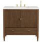 James Martin Vanities Myrrin 36" Vanity in Mid-Century Walnut with 3 cm Ethereal Noctis Quartz Top, , large