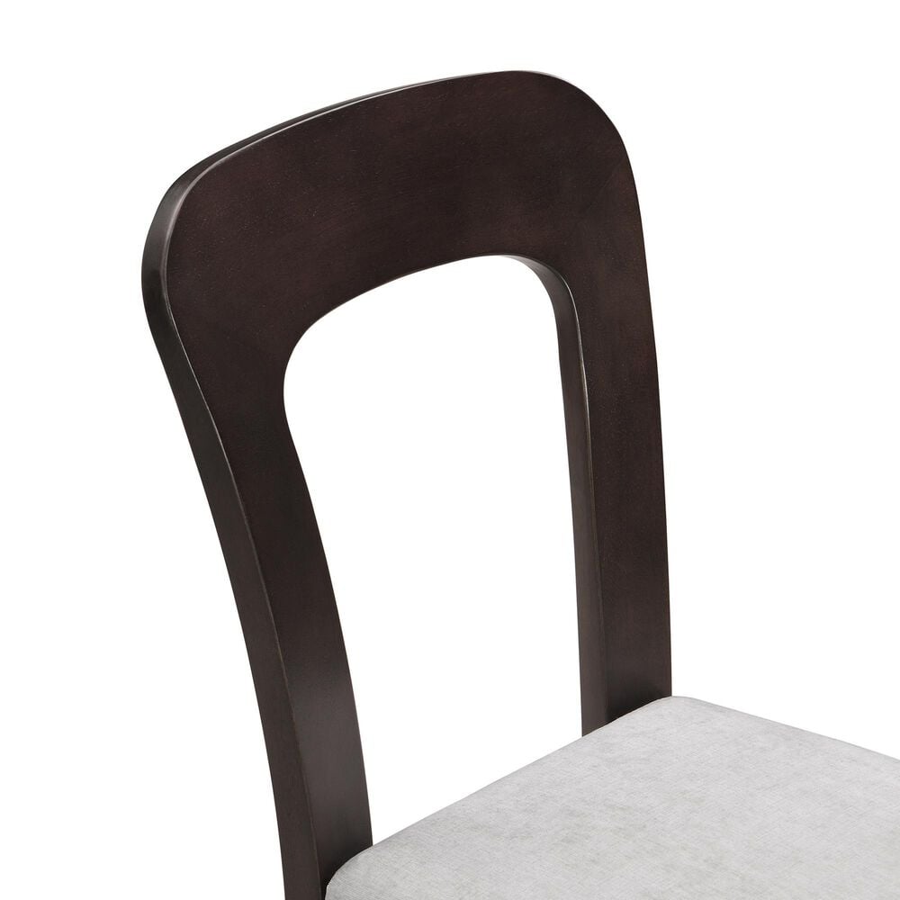 Hearth and Haven Upholstered Side Chair with Gray Cushion in Dark Brown &#40;Set of 2&#41;, , large