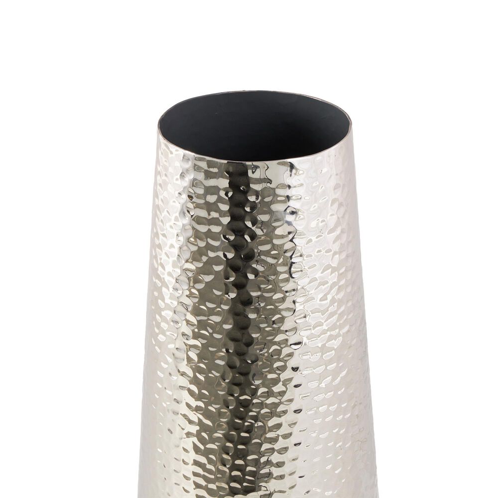 Maple and Jade 25&quot; Tall Hammered Decorative Vase in Polished Silver, , large