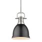Golden Lighting Duncan Small Pendant in Matte Black with Rod in Pewter, , large